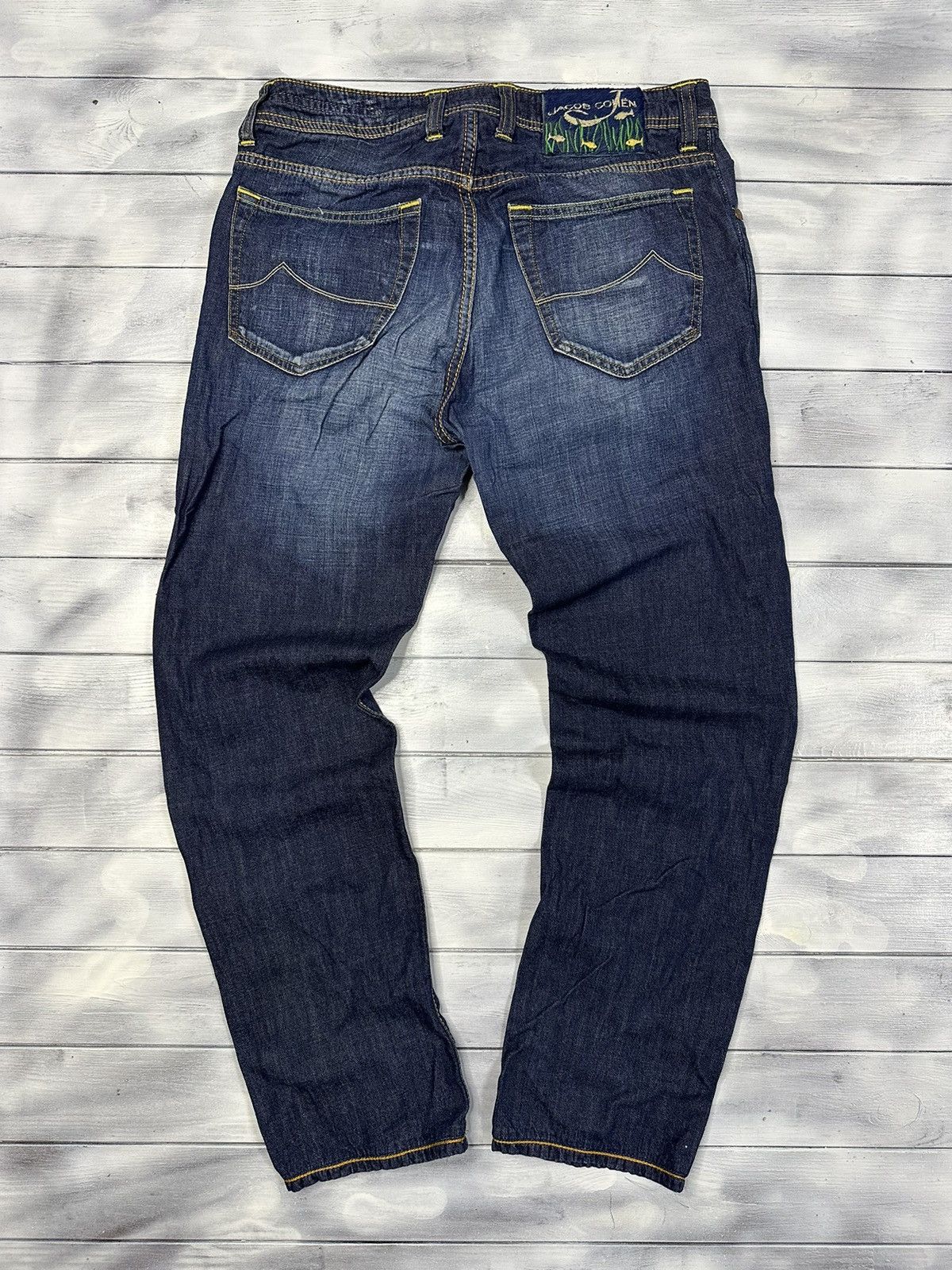 image of Denim Jeans Jacob Cohen J688 Sea Fish Logo Luxury in Blue, Men's (Size 31)