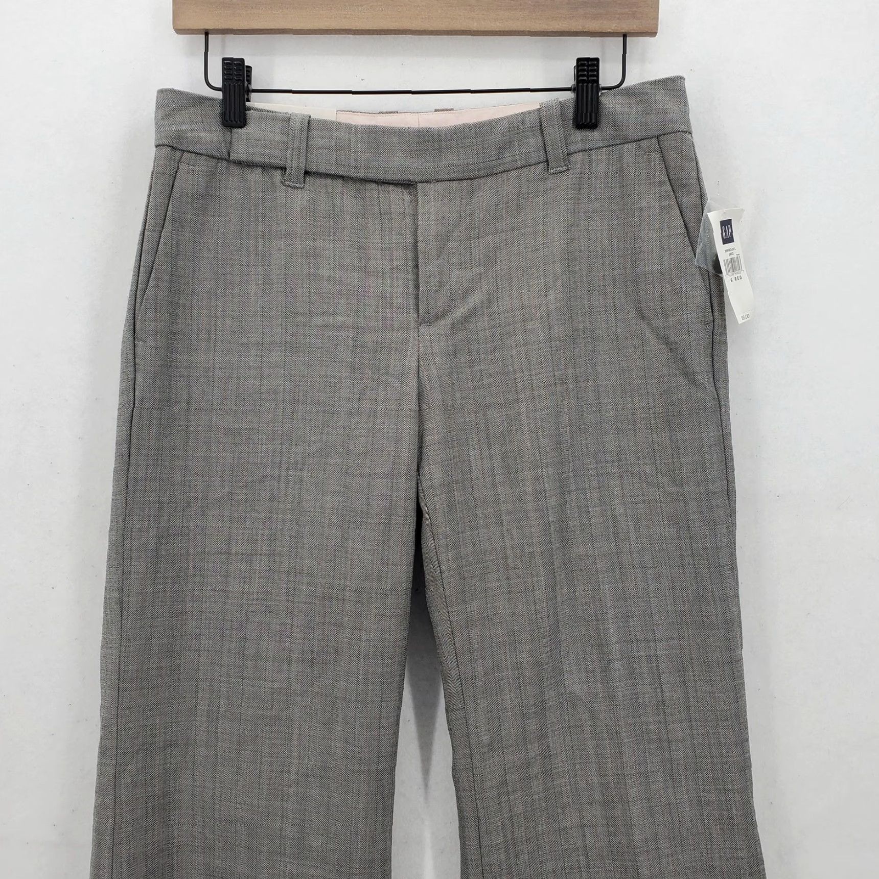 Gap VINTAGE Gap Pants Womens 6 Gray Herringbone Modern Fit Flare GapStretch NWT Dress Pants Workwear 2000s Size 28" / US 6 / IT 42 - 2 Thumbnail