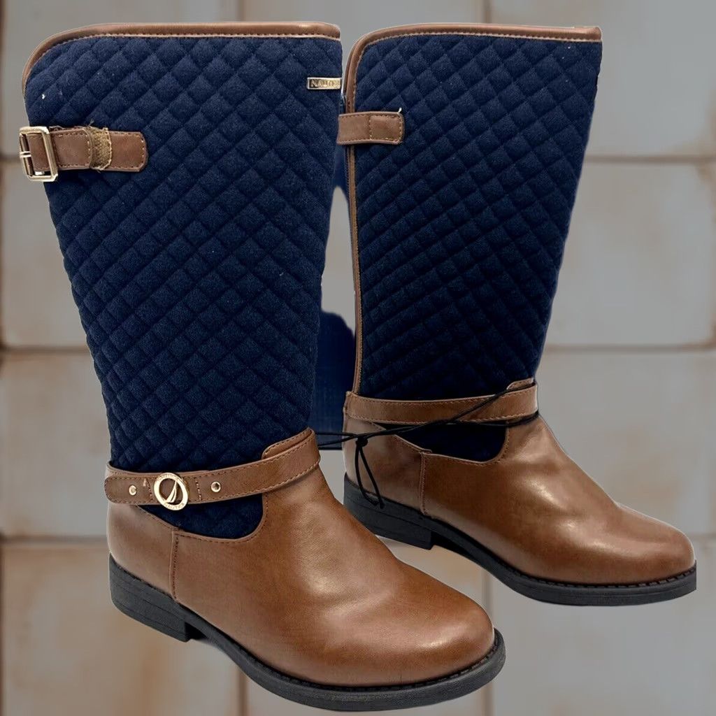 Nautica Nautica Riding Boots Womens Size 4 Abella Quilted Knee High Blue Casual Boots Men? No — Womens Shoes, Nautica, Knee-High, Blue/Tan Size US 4 / IT 34 - 1 Thumbnail