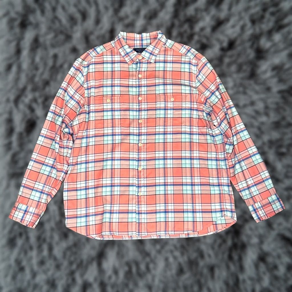 Vineyard Vines Vineyard Vines Plaid Flannel Linen Cotton Long Sleeve Shirt XL Men Pink Size US XL / EU 56 / 4 - 1 Thumbnail