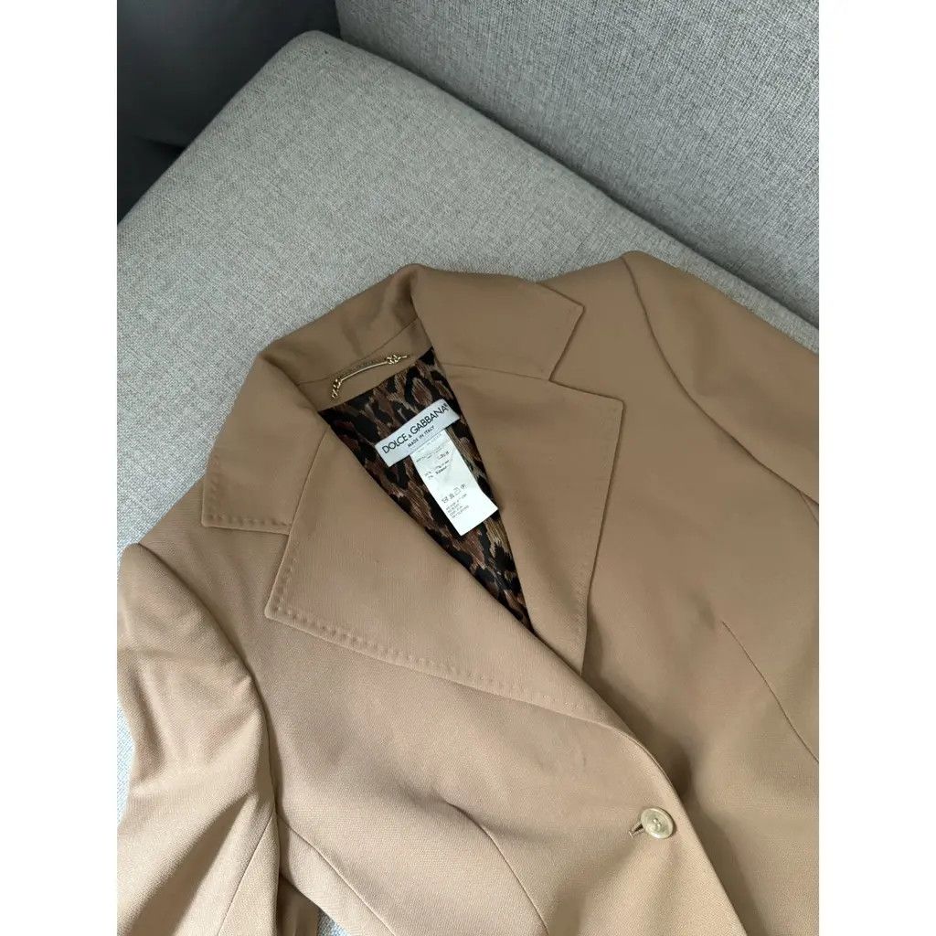 Dolce & Gabbana Dolce & Gabbana Camel Wool Blazer Leopard Print Size IT42 Size M / US 6-8 / IT 42-44 - 4 Thumbnail