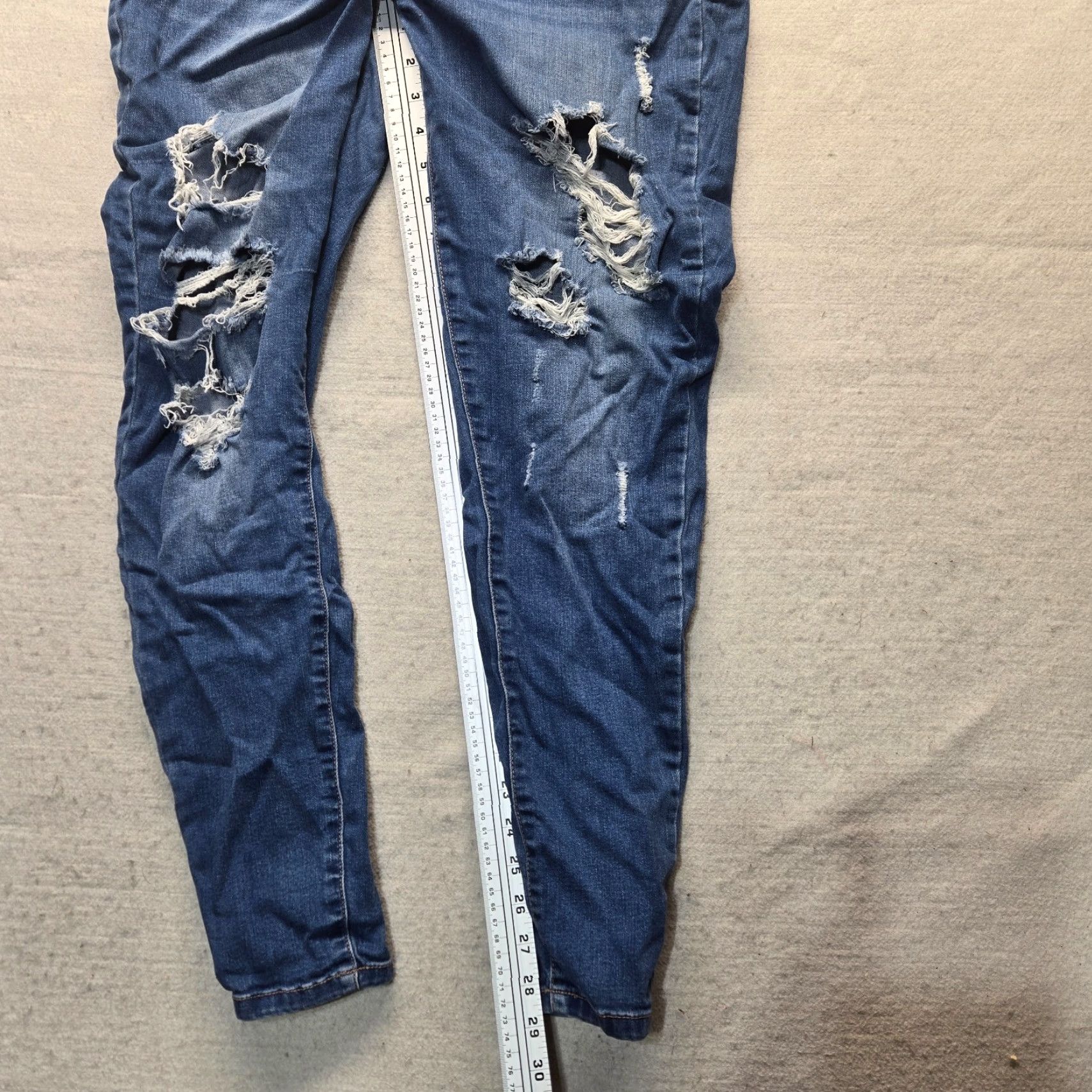 Denime Wax Jean Women's Denim Distressed Stretch Jeans Pants 16 Mid Rise Blue 5-Pocket Jegging Size 38" / US 16 / IT 52 - 6 Thumbnail