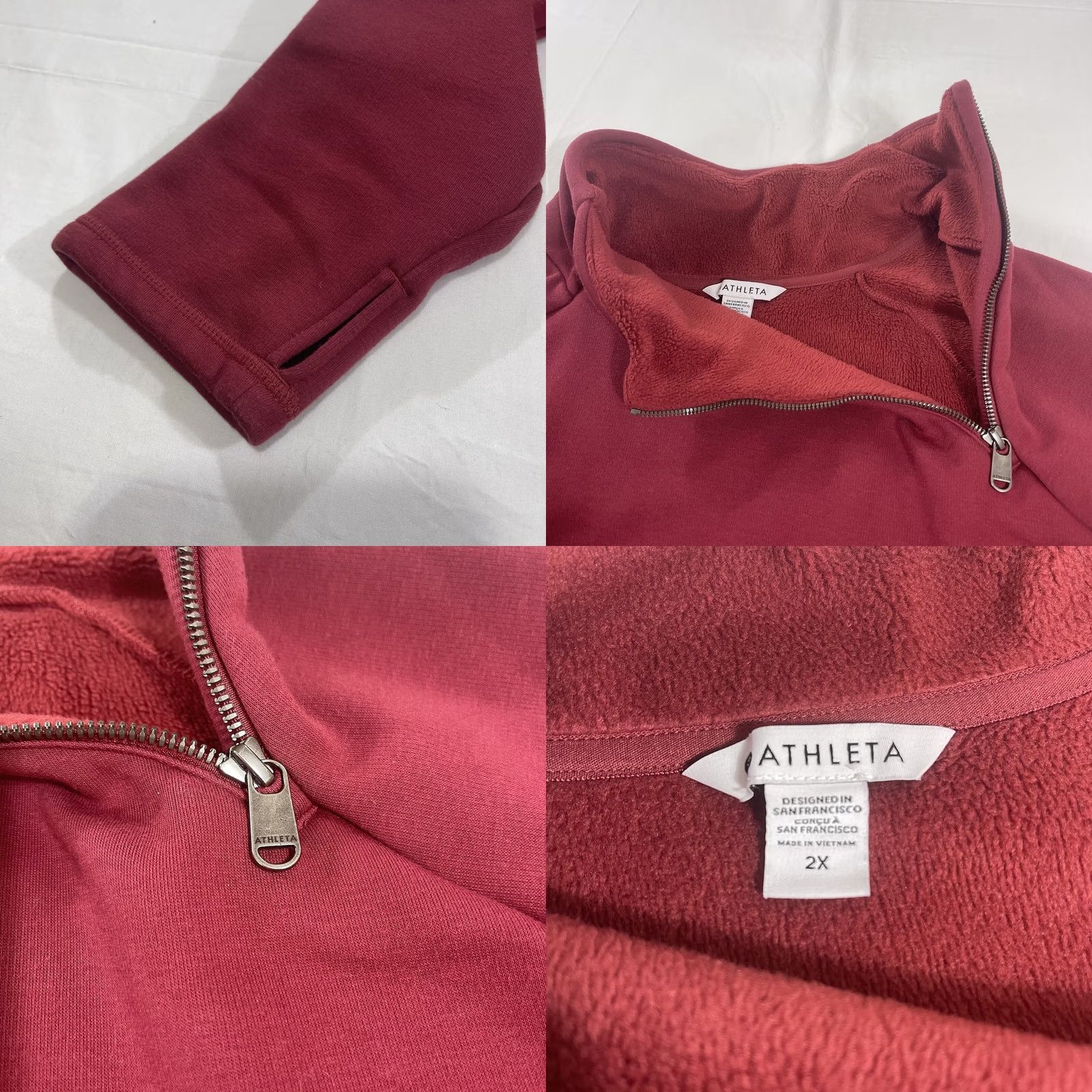 Athleta Athleta Women's 2X Cozy Karma Sweatshirt Dress Asymmetrical Burgundy Zip Pockets Dress Size XXL / US 16-18 / IT 52-54 - 9 Thumbnail