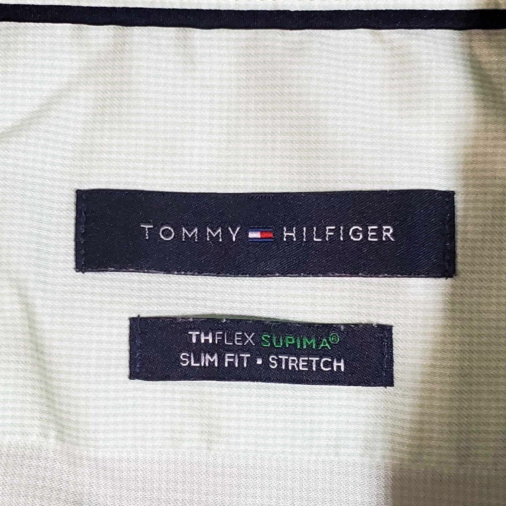 Tommy Hilfiger VINTAGE Tommy Hilfiger THFLEX Supima Slim Stretch Button-Down 16 Green Mens Shirt Size US L / EU 52-54 / 3 - 2 Thumbnail