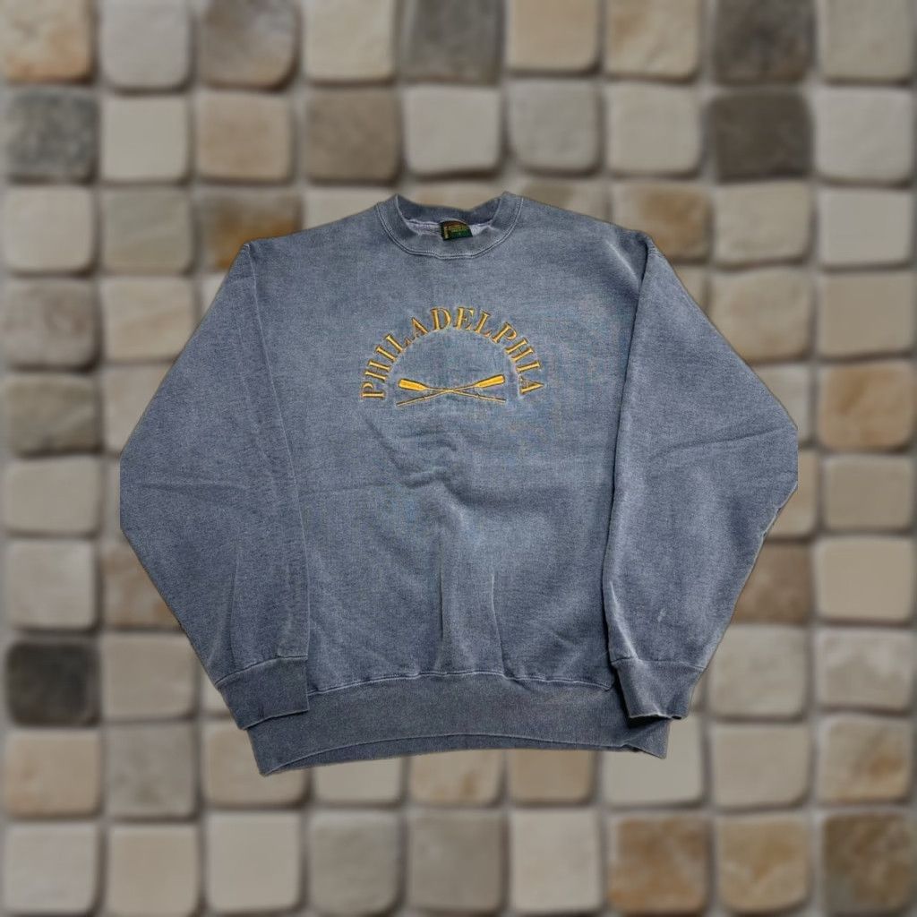 Vintage VTG Nutex Sweatshirt Mens Large Gray Philadelphia Crossed Oars Embroidered Lined Size US L / EU 52-54 / 3 - 1 Thumbnail