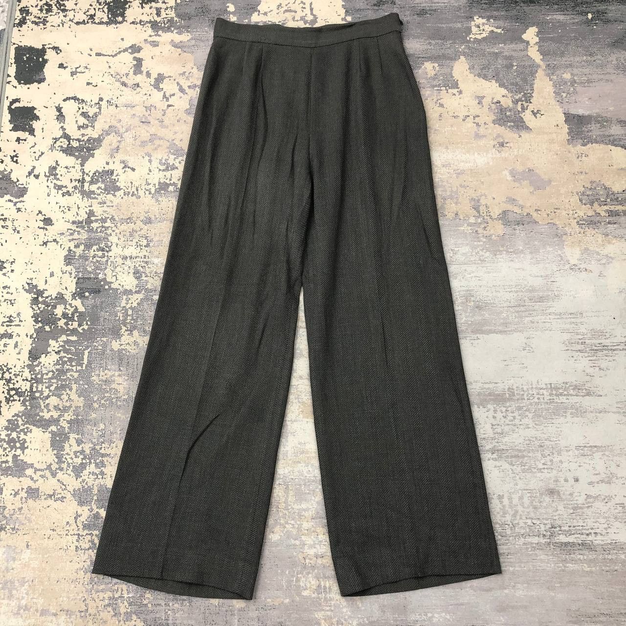 Max Mara P793 MAX MARA MADE IN ITALY FLARED HERRINGBONE PANTS Size 32" / US 10 / IT 46 - 1 Thumbnail