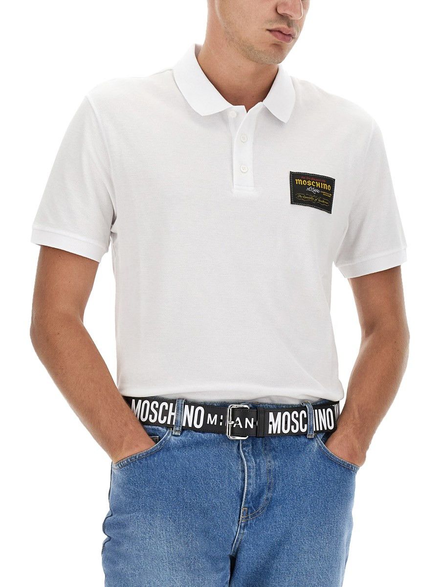 Moschino o1y0225 Logo Polo Shirt in White Size US M / EU 48-50 / 2 - 2 Thumbnail