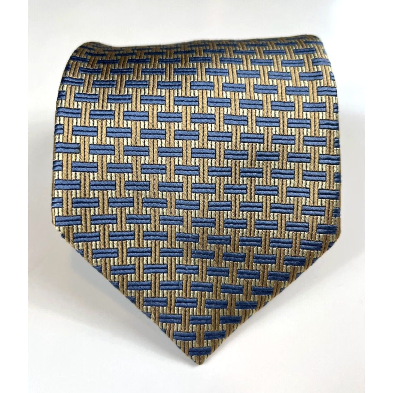 Brooks VINTAGE Brooks Basics Luxury Silk Tie Geometric Made in USA Size ONE SIZE - 2 Thumbnail