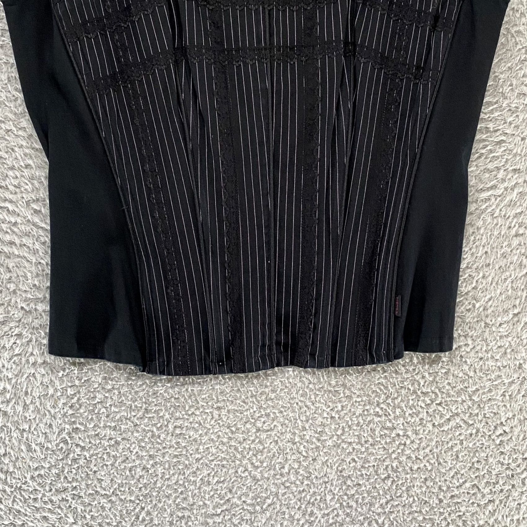 Tripp NYC TRIPP NYC Corset Top Womens 2XL Vintage Pinstripe Gothic Punk Y2K Lace Sleeveless Tank Black Trim Zipper Size XXL / US 16-18 / IT 52-54 - 3 Thumbnail