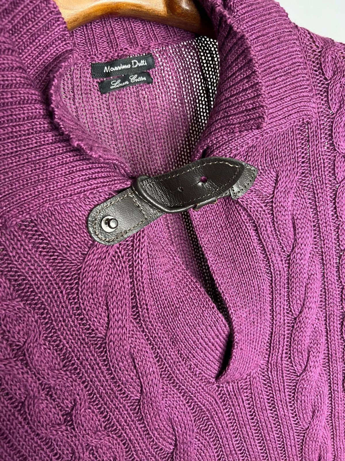 Massimo Dutti Massimo Dutti Purple Cable Knit Sweater XL Linen Cotton Size XL / US 12-14 / IT 48-50 - 9 Thumbnail
