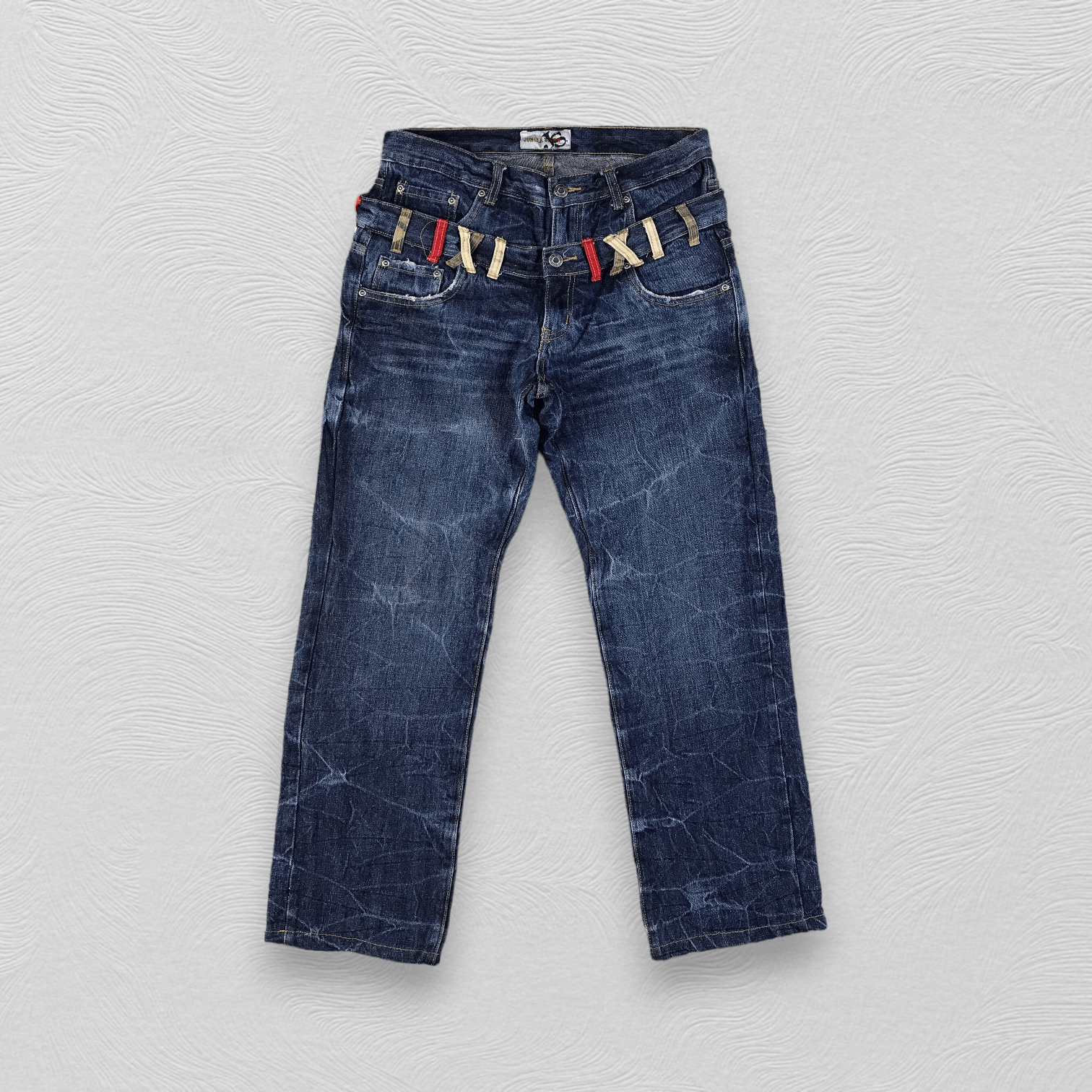 Japanese Brand Jungle Storm Jeans Double Waist Denim KJ1672 Size US 31 - 1 Thumbnail