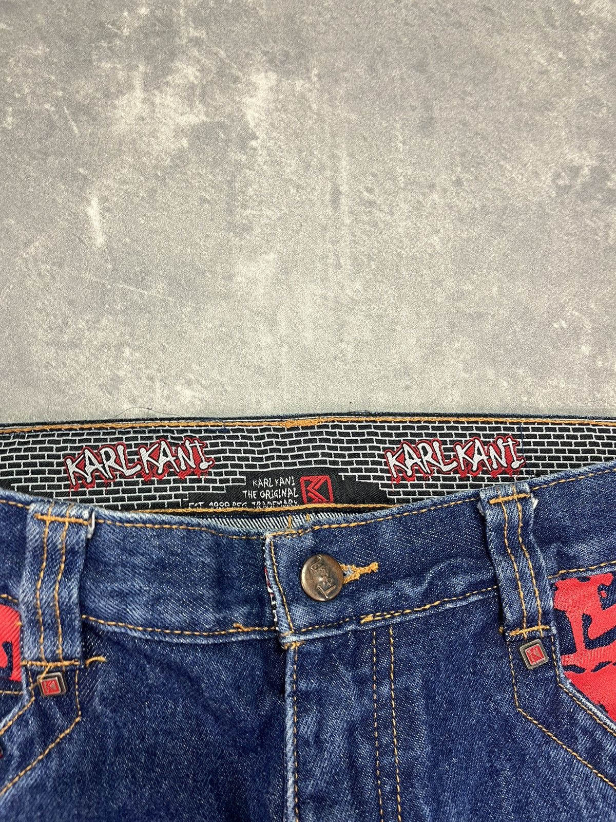 Karl Kani Karl Kani Printed Big Pockets Logo Long Denim Jorts Shorts Size US 30 / EU 46 - 8 Thumbnail