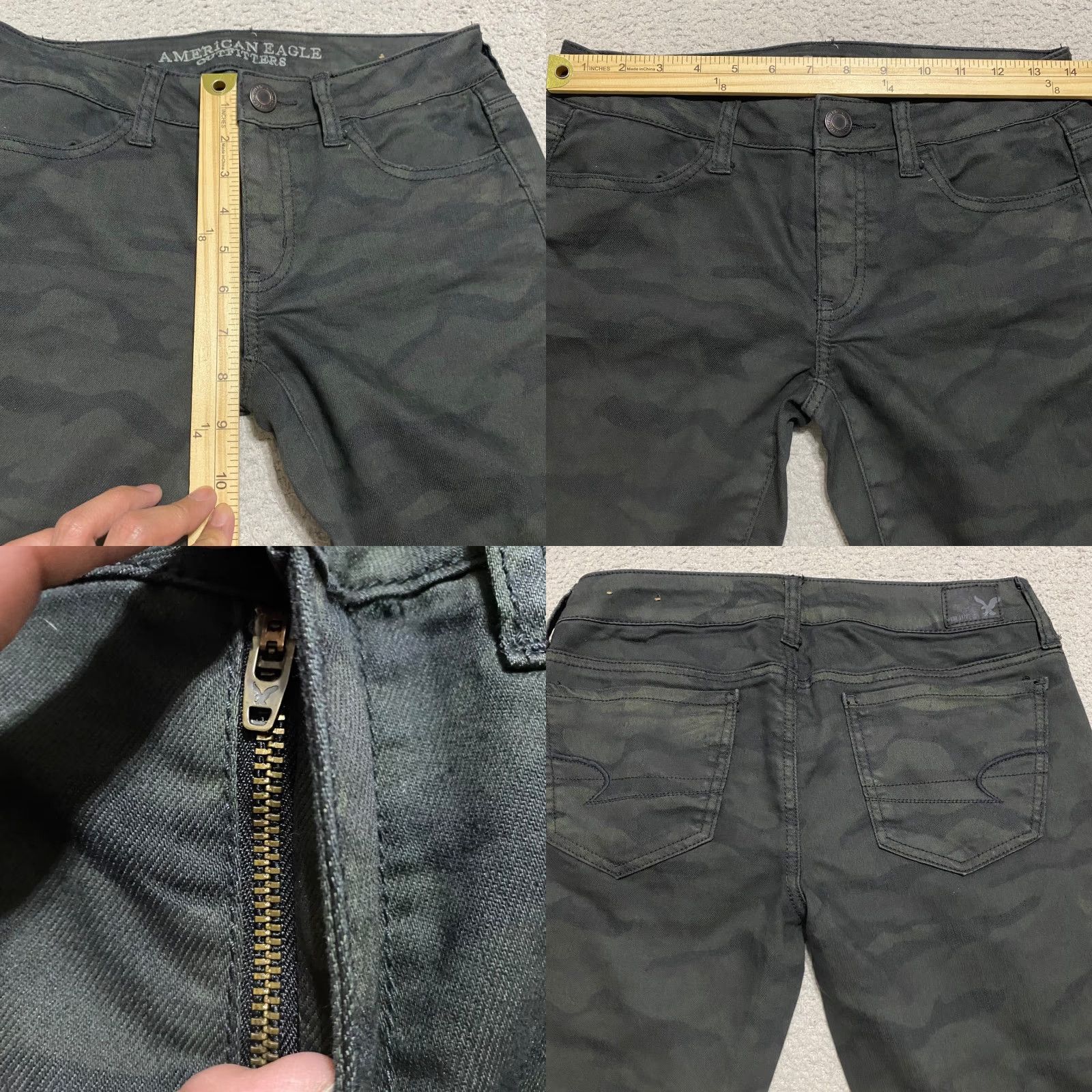 American Eagle Outfitters American Eagle Jeans Womens 2 Dark Green Camo Jegging Low Rise Stretch Size 26" / US 2 / IT 38 - 8 Thumbnail