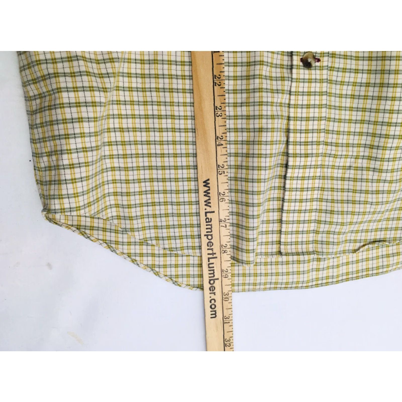Vintage Three Forks Shirt Men Button-Down Long Sleeve Plaid Nanotex Fabric Yellow Small Size US S / EU 44-46 / 1 - 4 Thumbnail
