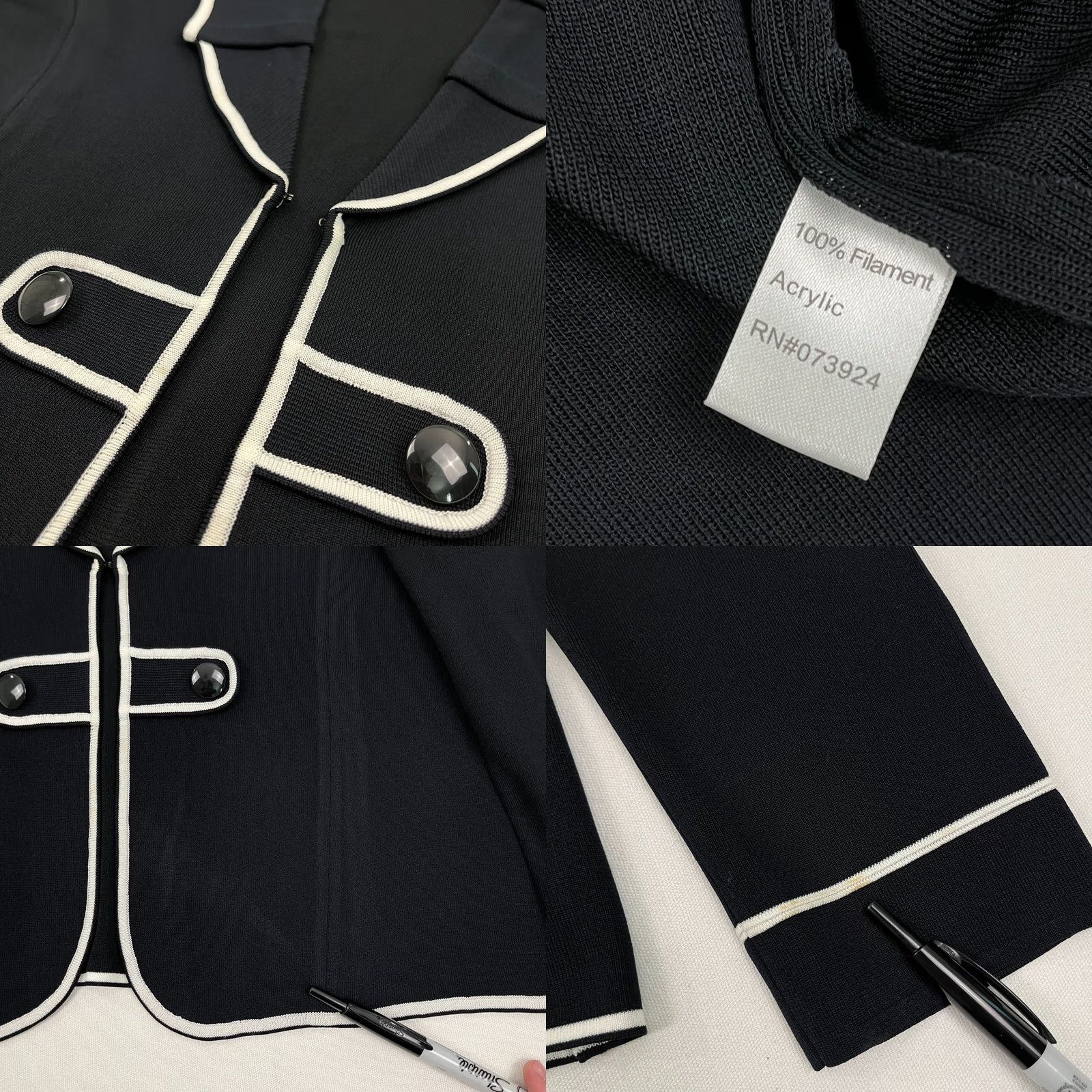 Vintage VINTAGE Ming Wang Blazer Jacket Womens L Black White Piped Contrast Trim Academia Prep Size L / US 10 / IT 46 - 8 Thumbnail