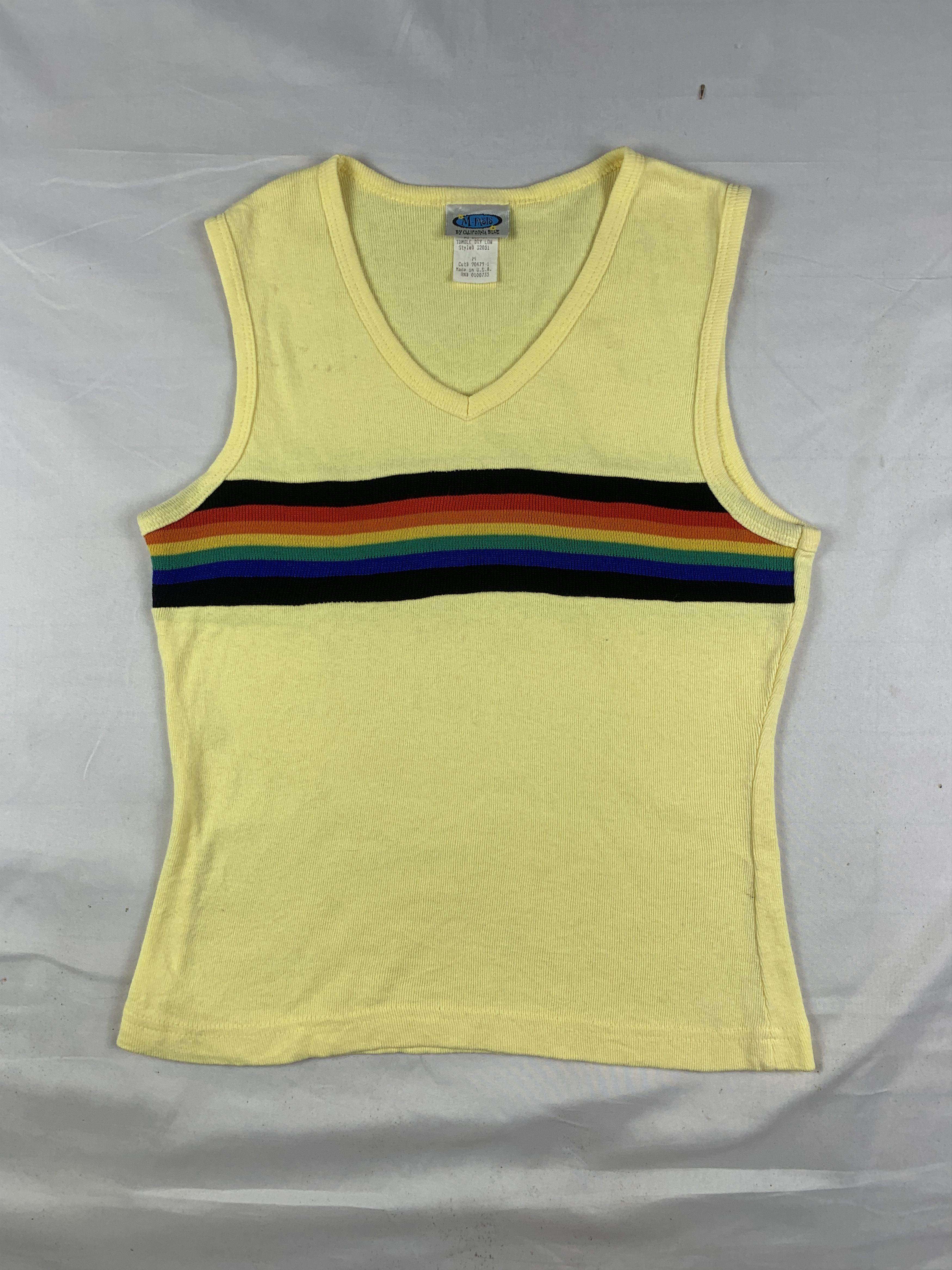 Japanese Brand M-Fast USA Yellow Rainbow Sleeveless Top (M) Size US M / EU 48-50 / 2 - 1 Thumbnail