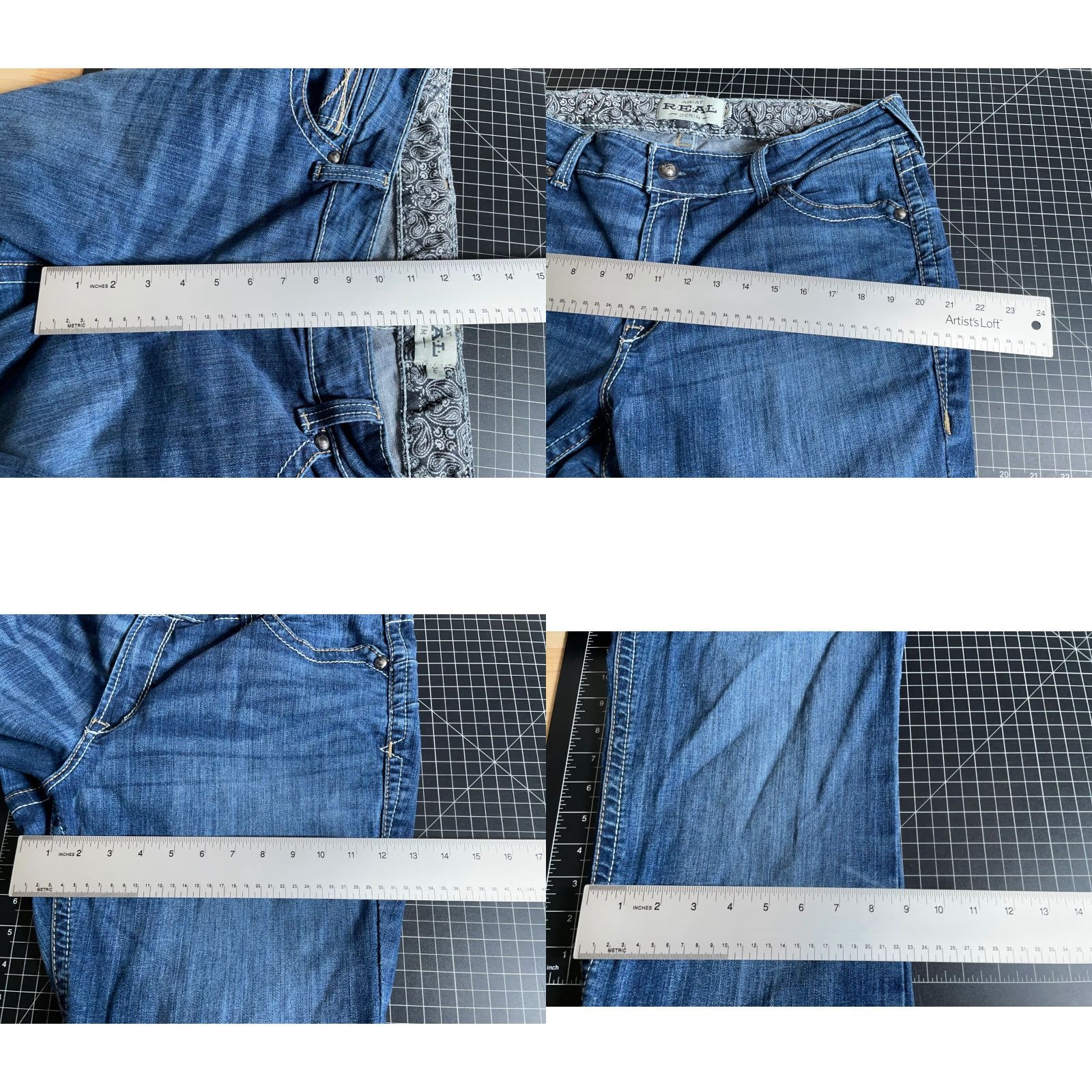 Ariat Ariat Bootcut Jeans Women's 34R Blue Denim Whipstitch 5-Pocket Stretch Mid Rise Regular Inseam 32" Adult Womens 36 x 32 Size 24" / US 00 / IT 34 - 8 Thumbnail