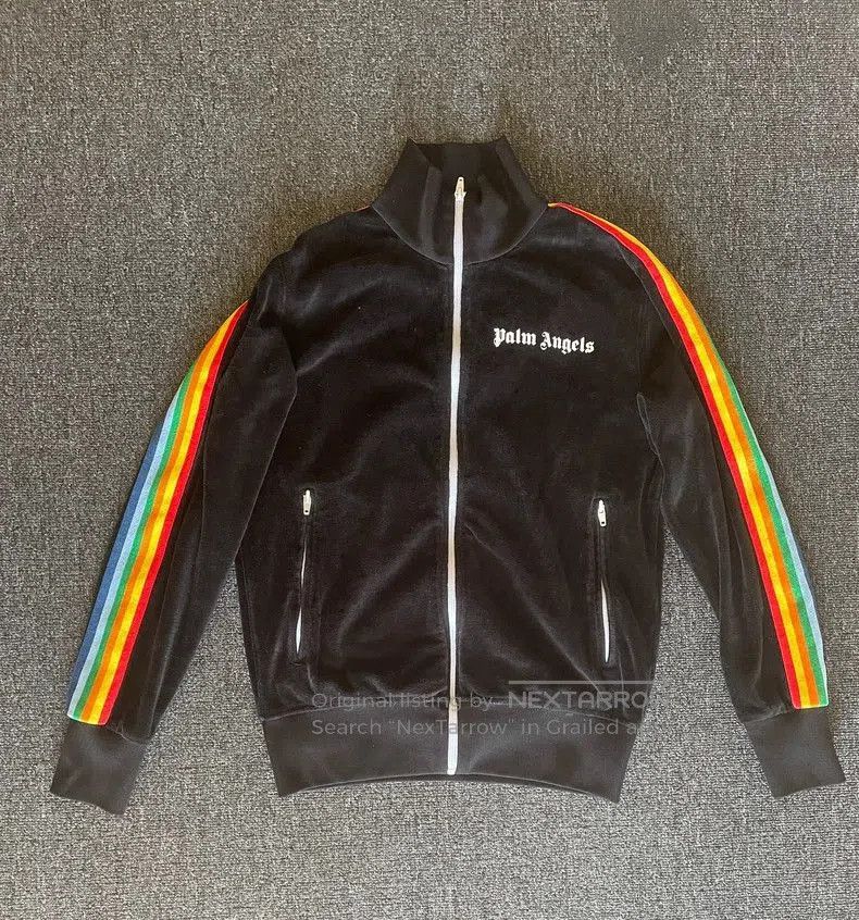 Palm Angels Palm Angels Black Velour Track Jacket. Size US S / EU 44-46 / 1 - 1 Thumbnail