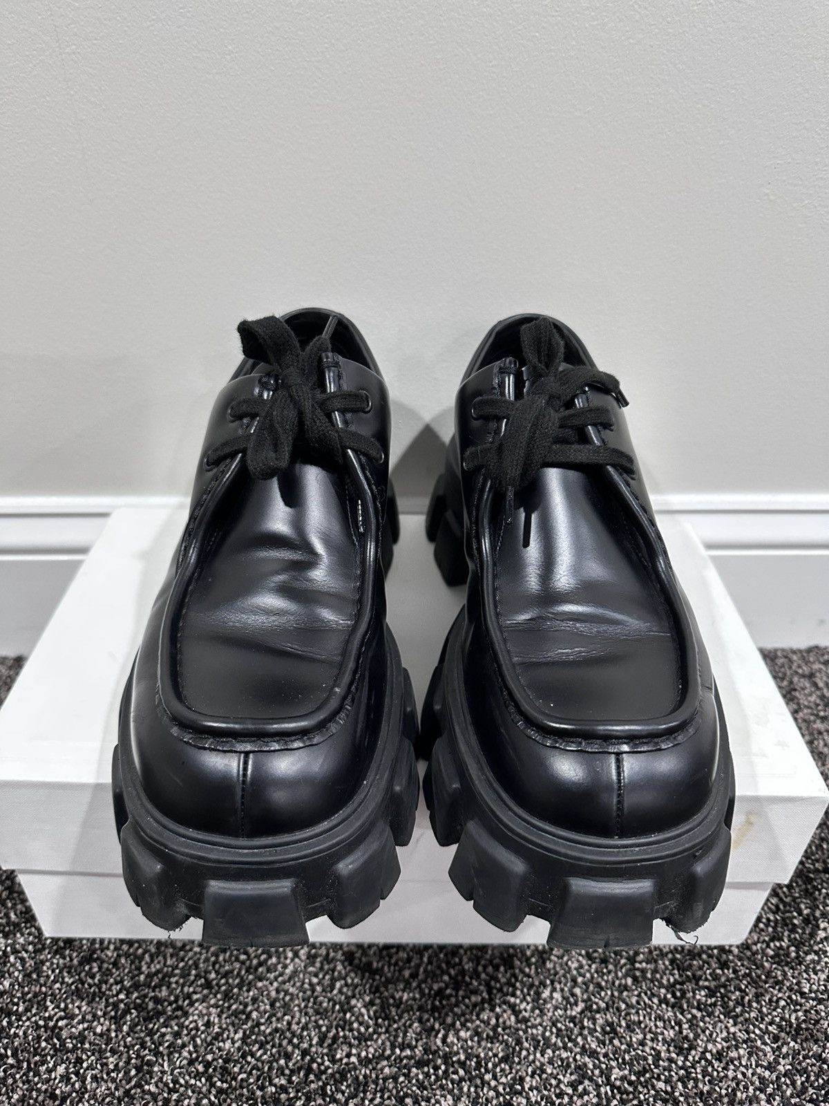 Prada Prada Monolith Chunky Sole Black Leather Derby Size US 8 / EU 41 - 3 Thumbnail