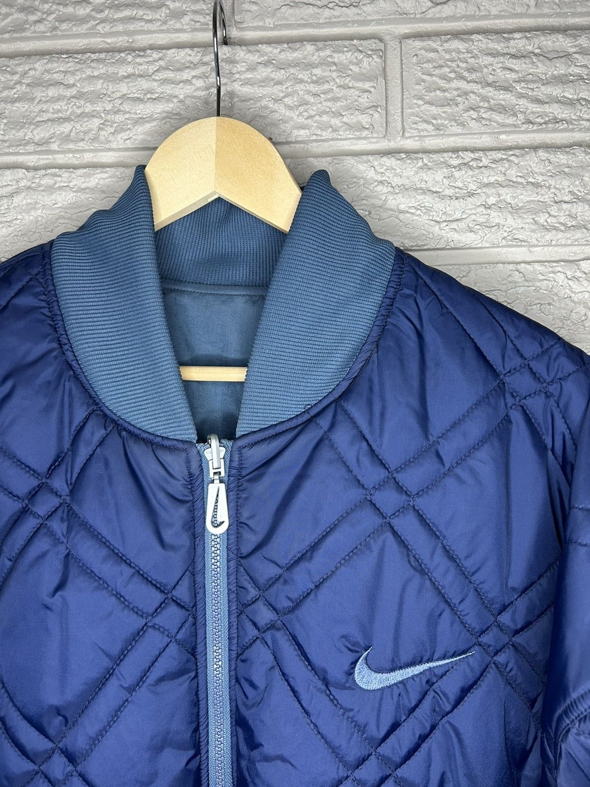 Nike Vintage 90s Nike Big Swoosh Quilted Bomber Jacket Size US XL / EU 56 / 4 - 2 Thumbnail