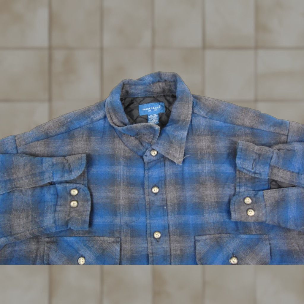 Vintage VINTAGE Towncraft Shirt Mens XL Blue Plaid 80s Shacket Lined Button-Up Casual Workwear Winter Spring Summer Fall Mens Size US M / EU 48-50 / 2 - 1 Thumbnail