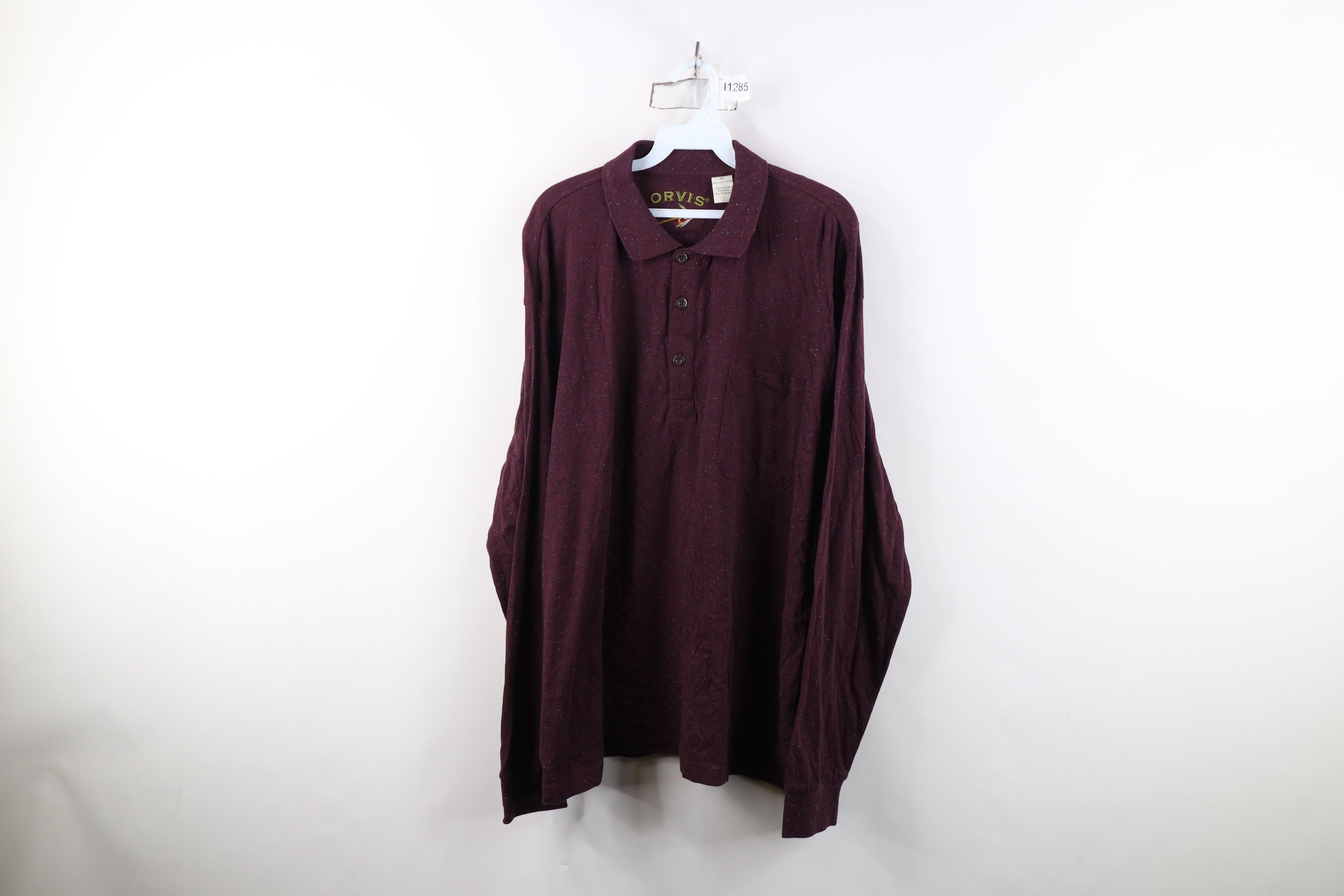 Orvis Vintage Orvis Fleck Cotton Knit Long Sleeve Rugby Polo Shirt Size US XL / EU 56 / 4 - 1 Thumbnail