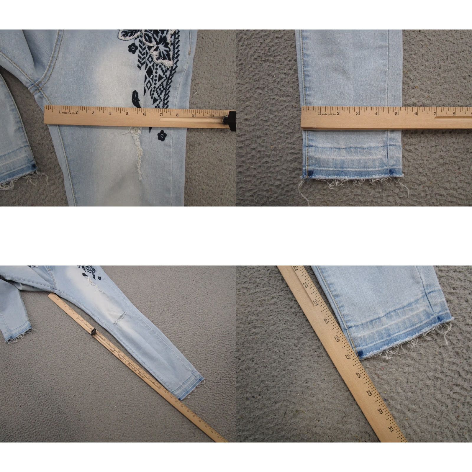 Denime Umgee Embroidered Denim Skinny Jeans Size 28 Blue Bohemian 5-Pocket Womens Skinny Jeans XS? - Size 28" / US 6 / IT 42 - 8 Thumbnail