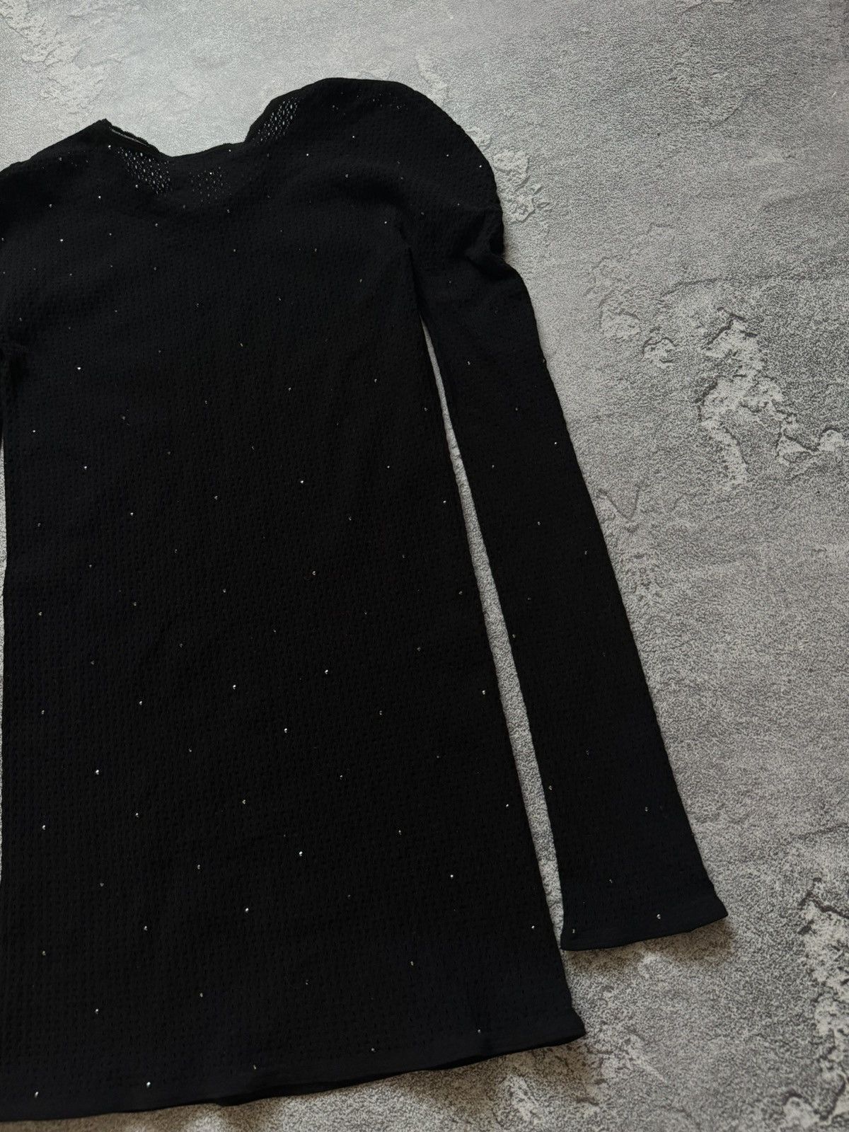 Designer × Wolford Wolford L mini mesh dress black long sleeve rhinestones Size L / US 10 / IT 46 - 14 Thumbnail