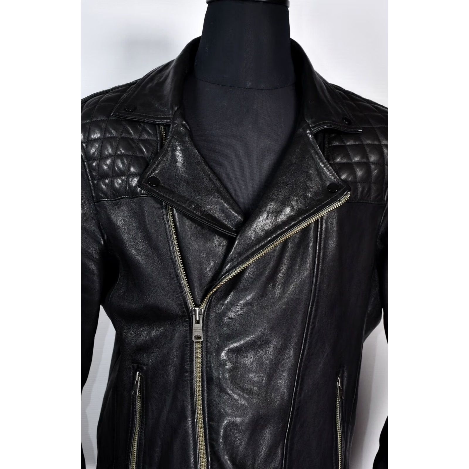 Allsaints All Saints Conroy Jacket Mens XXL Leather Biker Zip Black 100% Lamb Leather Vintage No? Size US XXL / EU 58 / 5 - 4 Thumbnail