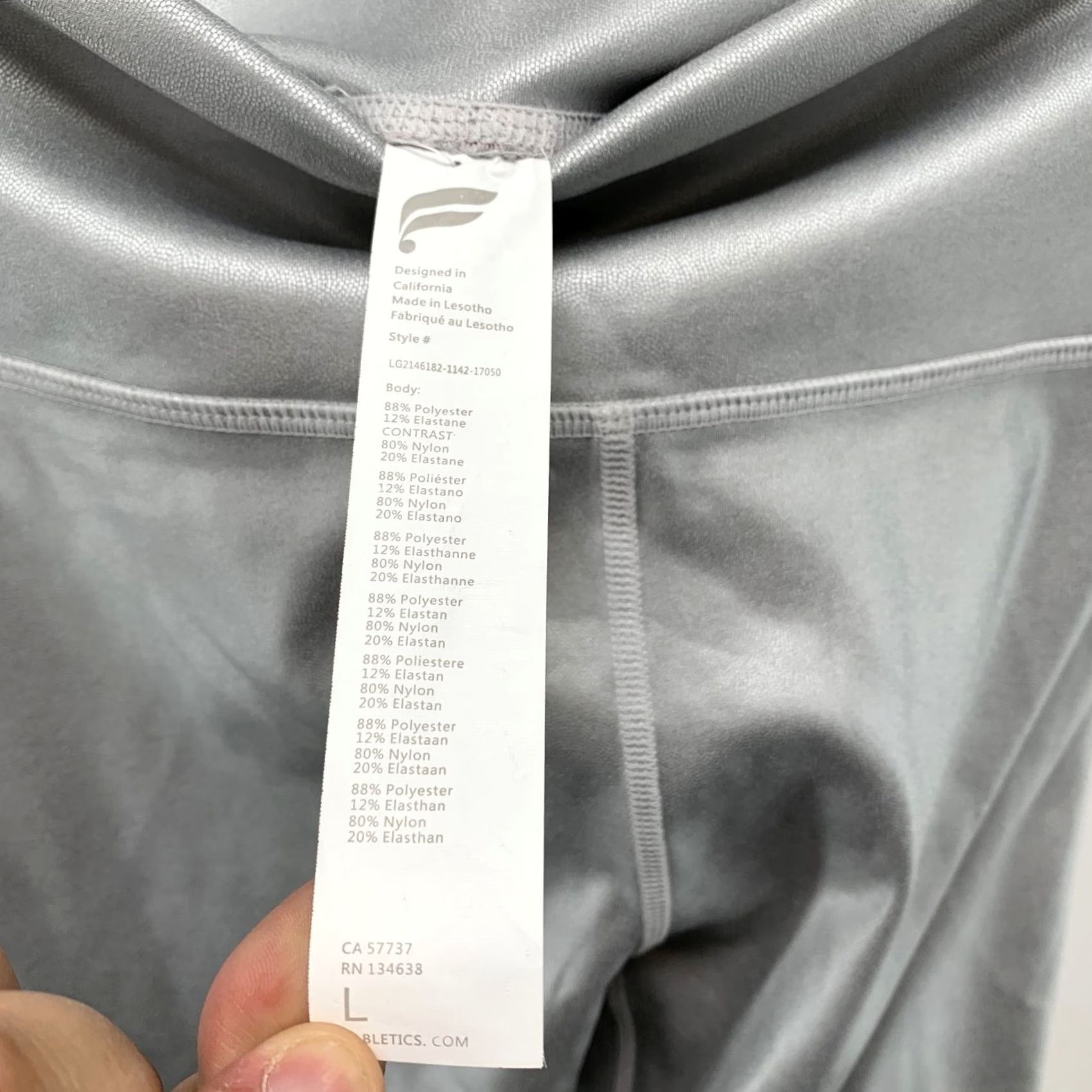 Fabletics Fabletics Leggings Womens Large Shiny Silver 28x28 Casual Active Workout Skinny Inseam 28 in Size 36" / US 14 / IT 50 - 3 Thumbnail