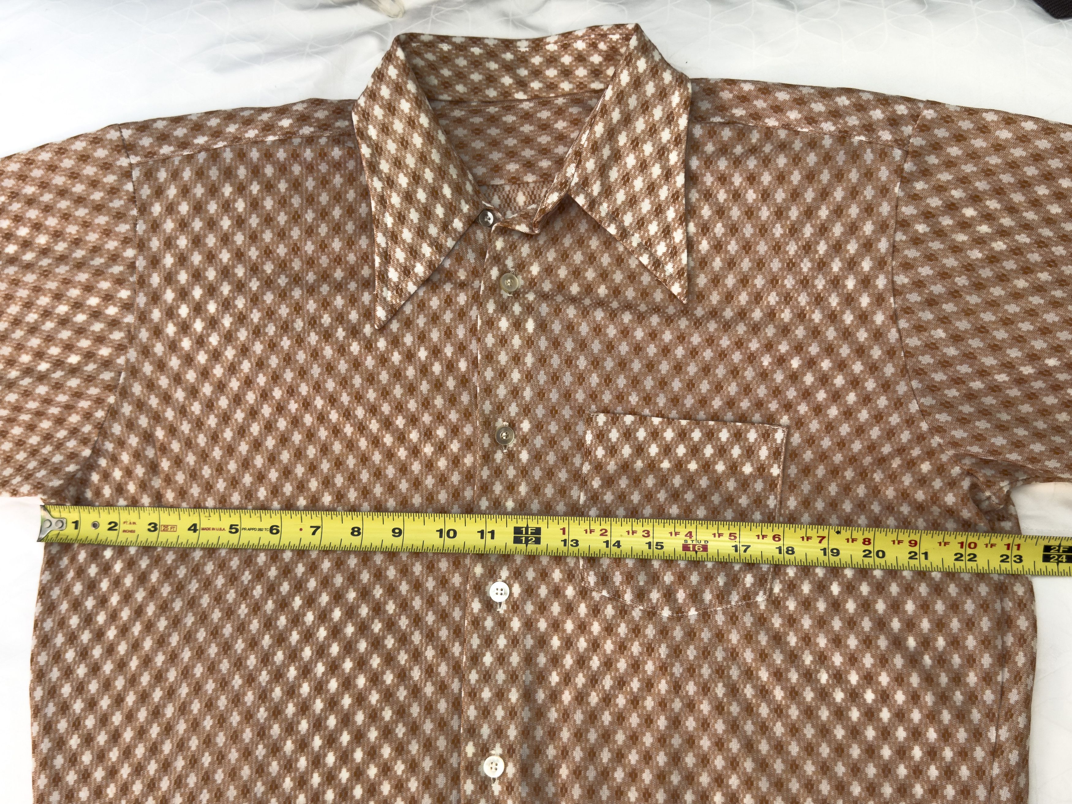 Other Vintage 70s Brown Geometric Long Sleeve Button Up Shirt Size US M / EU 48-50 / 2 - 6 Thumbnail