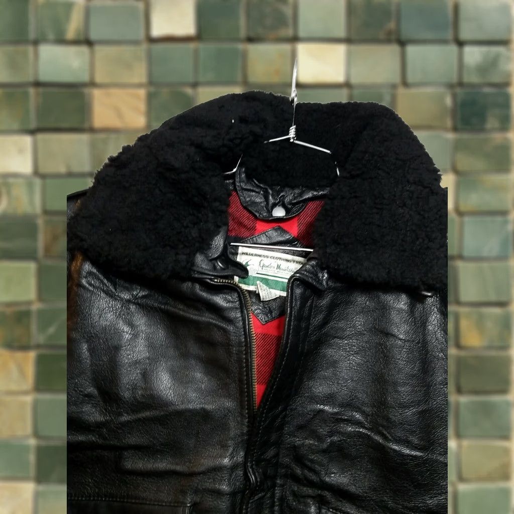 Skin VINTAGE Gander Mountain Leather Goat Skin Flannel Lined Jacket Sz 46 Mens Womens Chest 24.5 Length 26 Black Deadstock Size US S / EU 44-46 / 1 - 1 Thumbnail