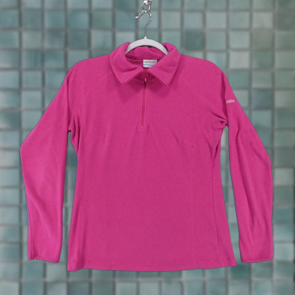 Pinko Columbia Fleece Womens Small Pullover 1/4 Zip Pink Sweatshirt Sweater Size S / US 4 / IT 40 - 1 Thumbnail