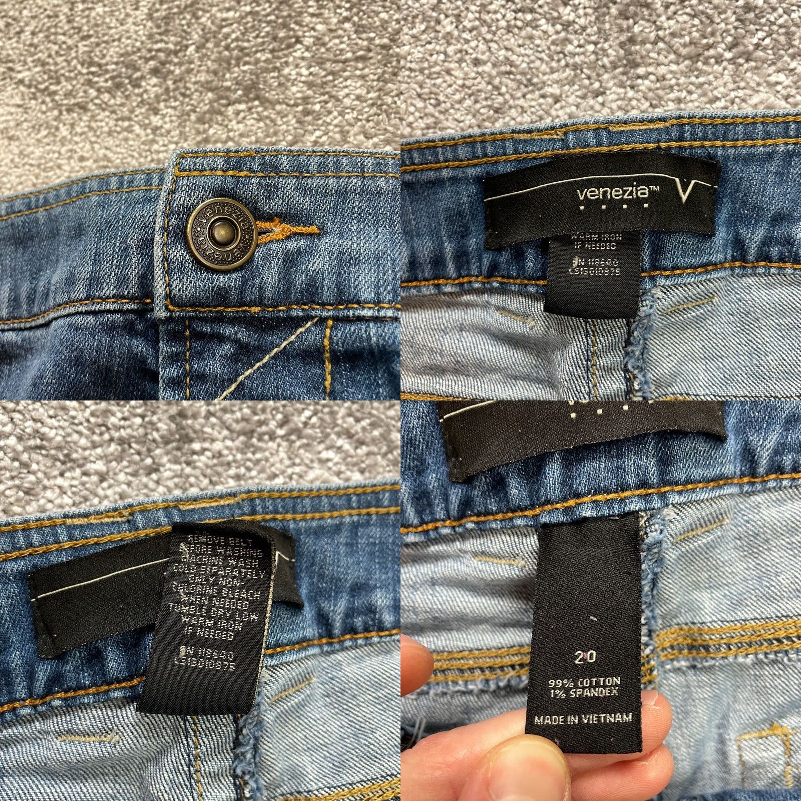 Denime Venezia Womens 4" Denim Cut-Off Shorts Dark Blue 20 Plus Size Casual Size 42" / US 20 - 8 Thumbnail