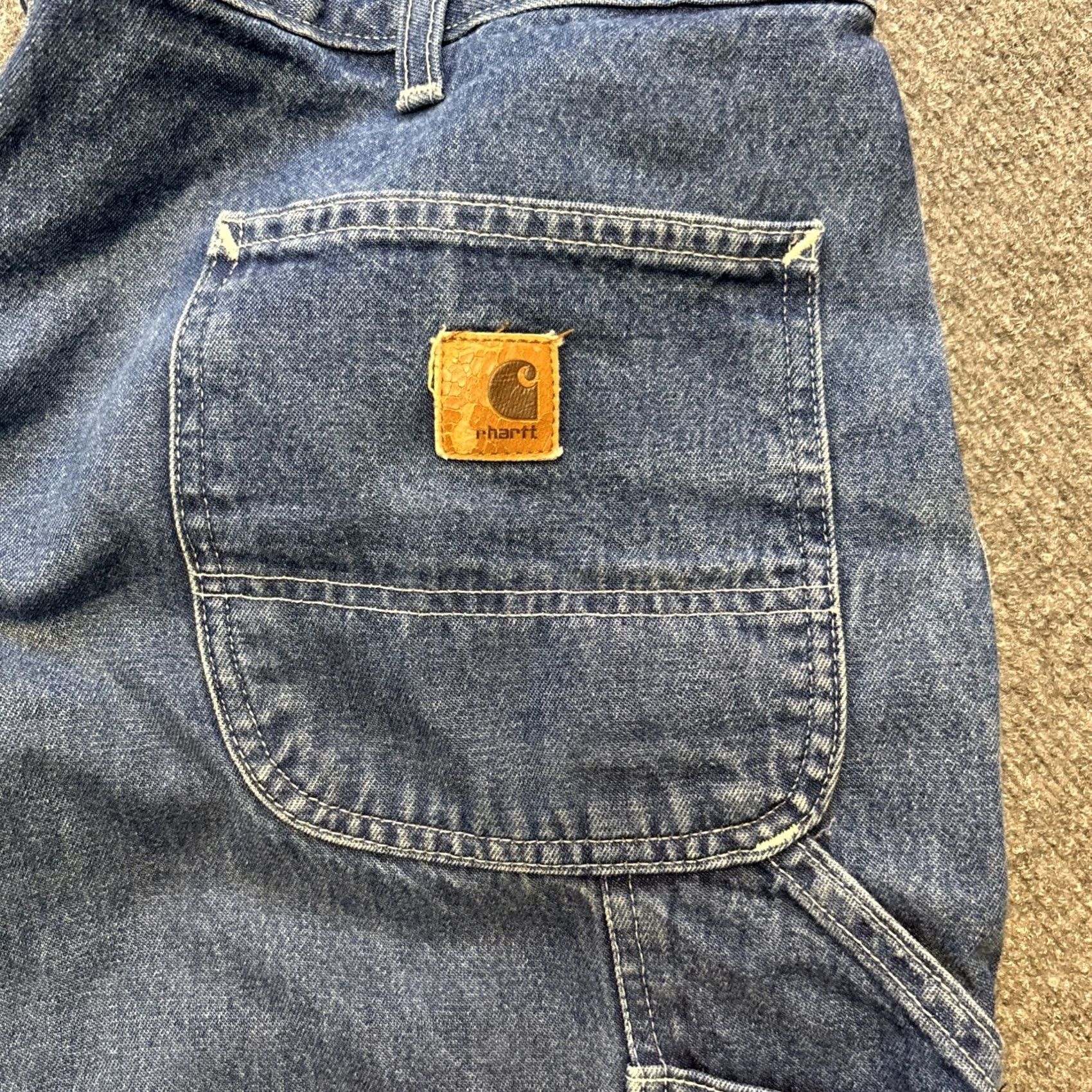 Carhartt VINTAGE Carhartt Jeans 40x30 Blue Denim Dungaree Baggy Utility 90s Grunge Logo DST B13 DST Mens Size US 40 / EU 56 - 2 Thumbnail