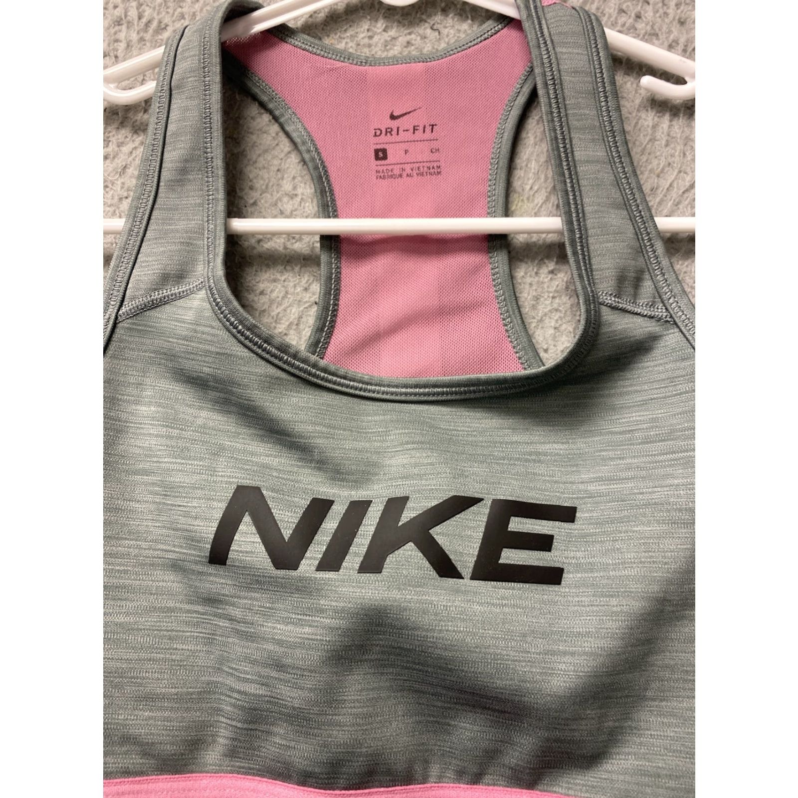 Nike Nike Dri-FIT Sports Bra Women Small Gray Pink Bra Womens Size ONE SIZE - 2 Thumbnail