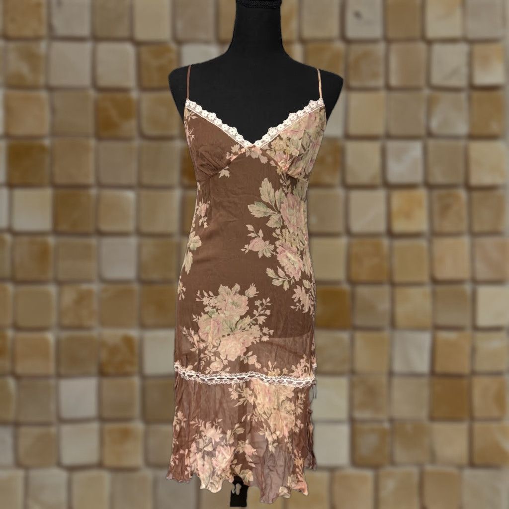 brown floral slip dress Shara Floral Slip Dress in Dark Mocha Multi