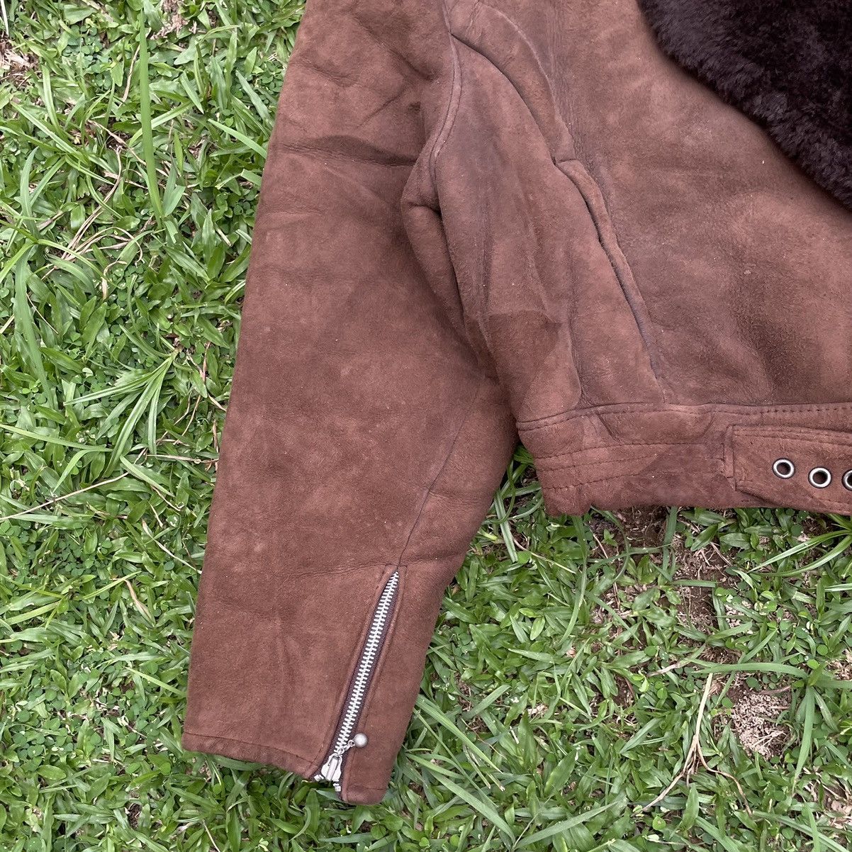 Leather Vintage O’ned Sheepskin Double Collar Biker Jacket Size US S / EU 44-46 / 1 - 4 Thumbnail