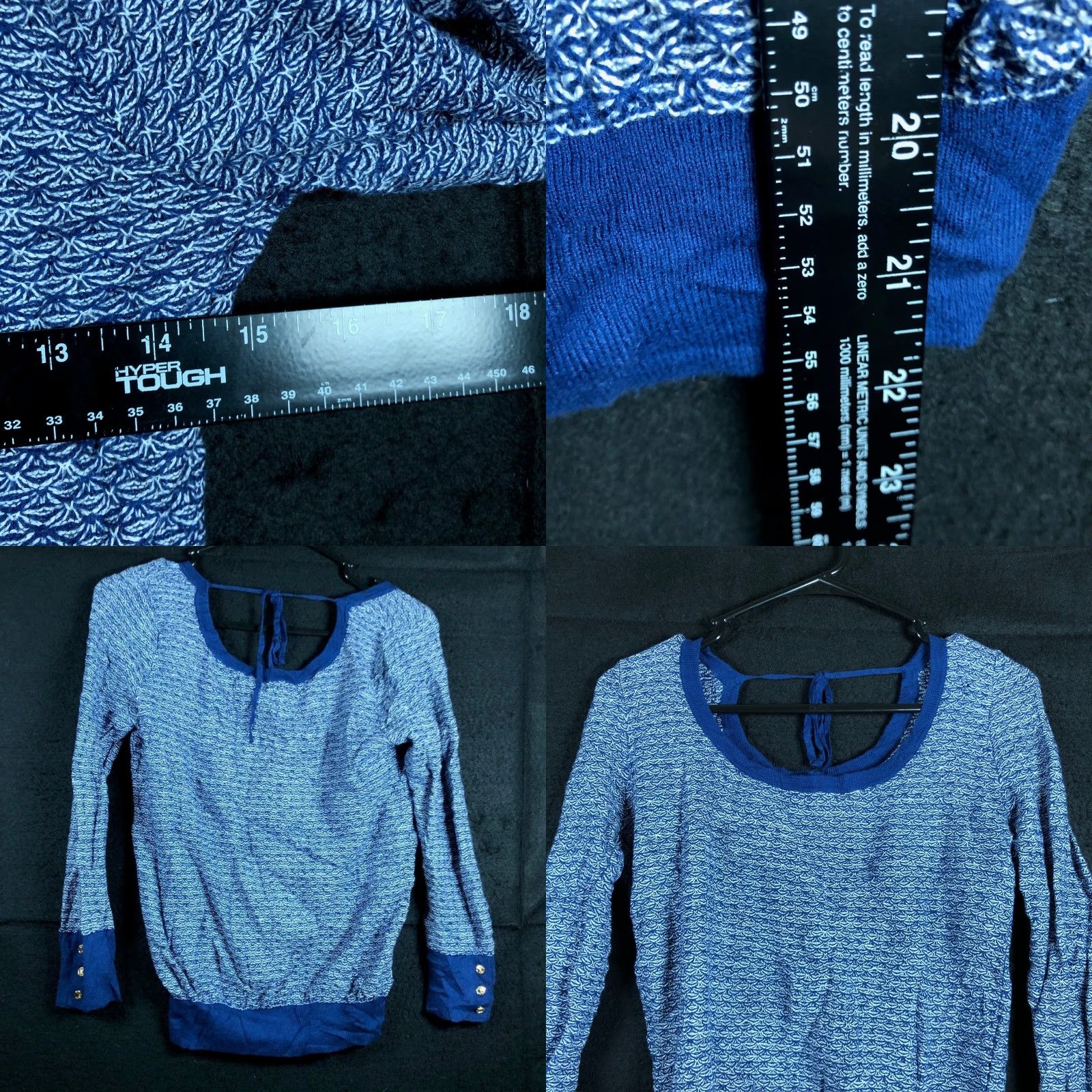 Vintage Ivanka Trump Womens Sweater Blue Scoop Neck Long Sleeve Back Tie Small Size S / US 4 / IT 40 - 8 Thumbnail
