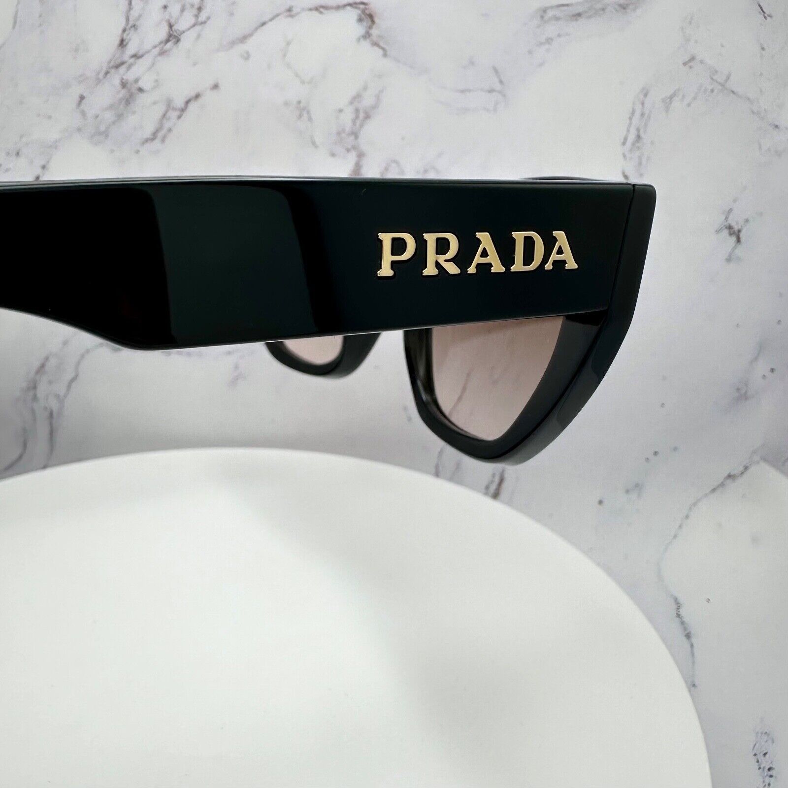 Prada New Prada Black Sunglasses Cat Eye Gold PRADA Metal Logo Size ONE SIZE - 15 Thumbnail