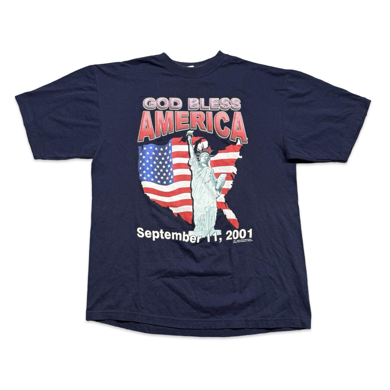 Designer God Bless America T-Shirt - Commemorative 9/11 Tribute Size US XL / EU 56 / 4 - 1 Thumbnail