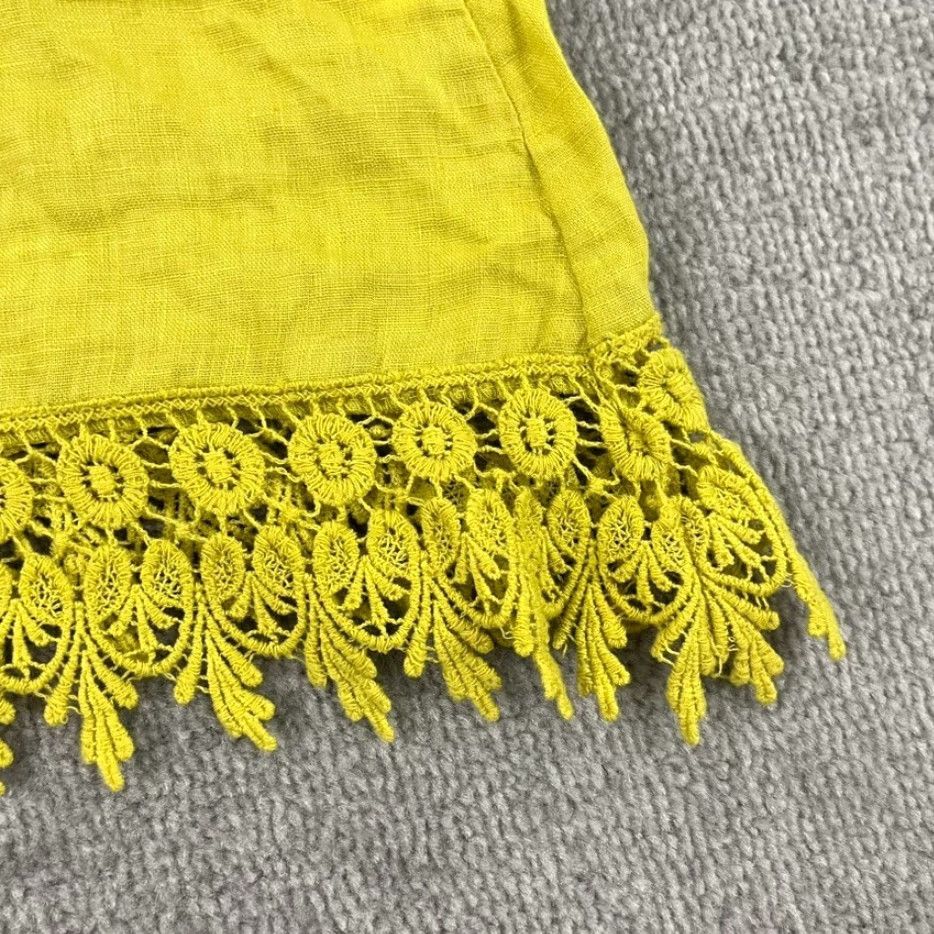 Vintage Terzo Millennio Blouse Shirt Womens Small Yellow Crochet Linen Sleeveless Italy Size S / US 4 / IT 40 - 7 Thumbnail
