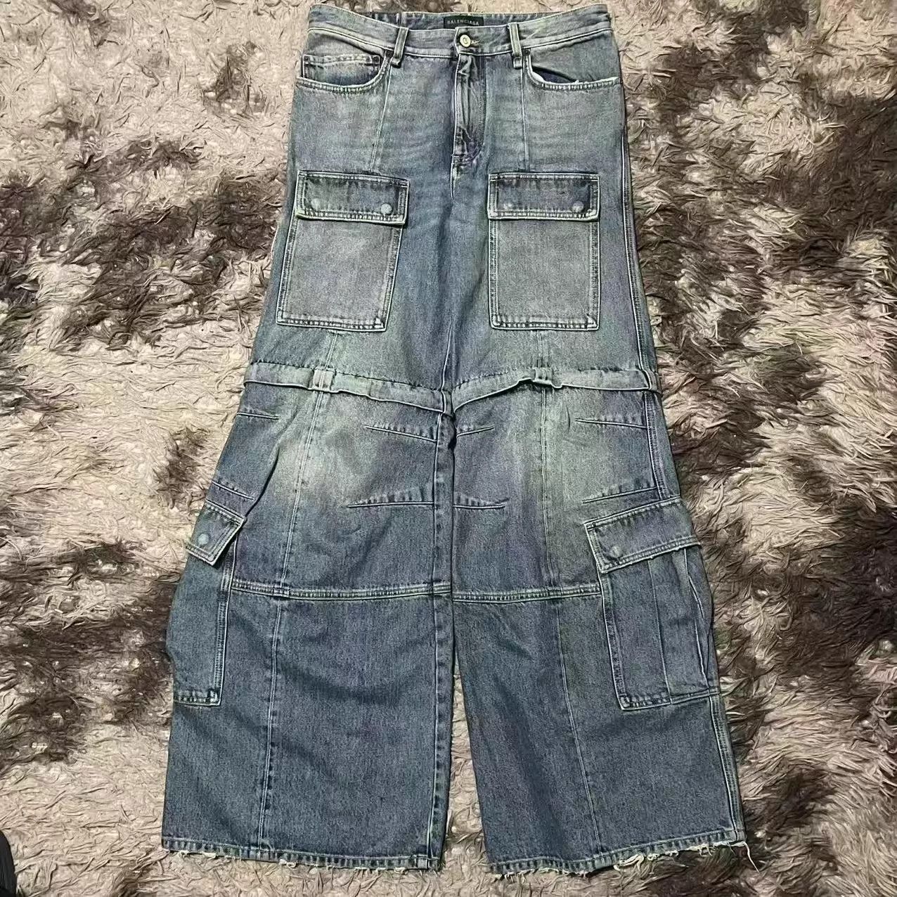 Balenciaga Balenciaga Cargo SS25 Sun-Bleached Indigo Denim Trouser Size 26" / US 2 / IT 38 - 1 Thumbnail