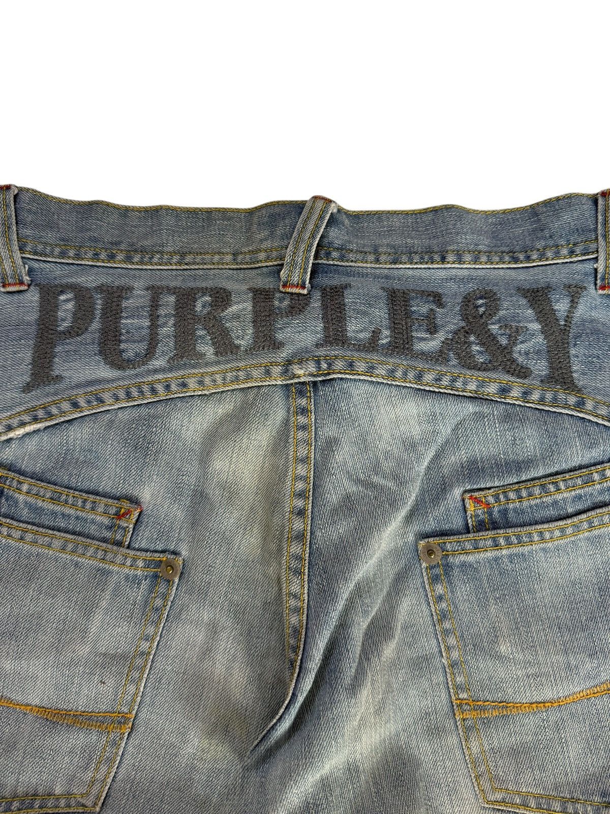 Japanese Purple & Yellow Distressed Denim Jeans
