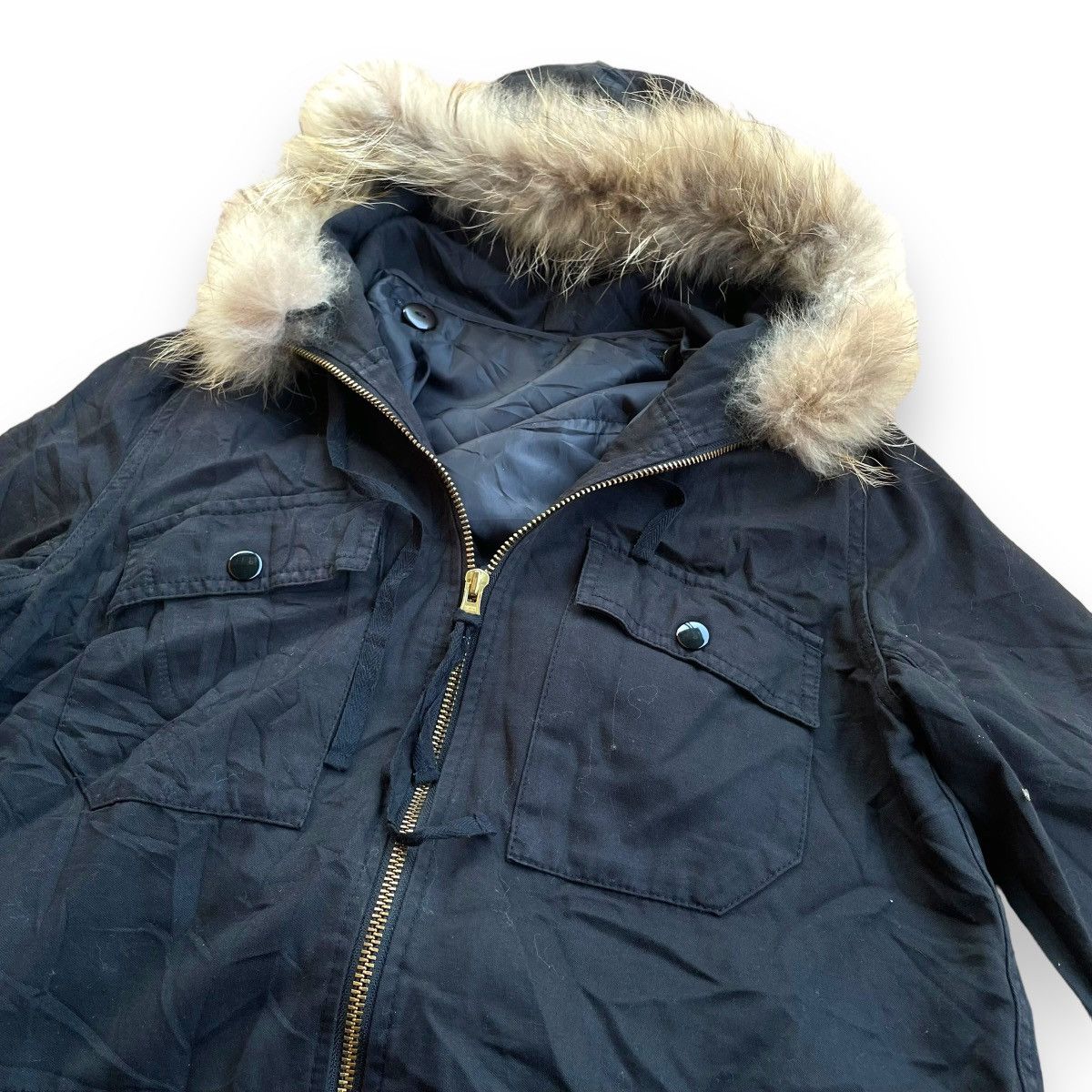 If Six Was Nine MYSTIC MULTIPOCKET FULL ZIP RACOON FUR HOODIE PARKA JACKET Size US M / EU 48-50 / 2 - 4 Thumbnail