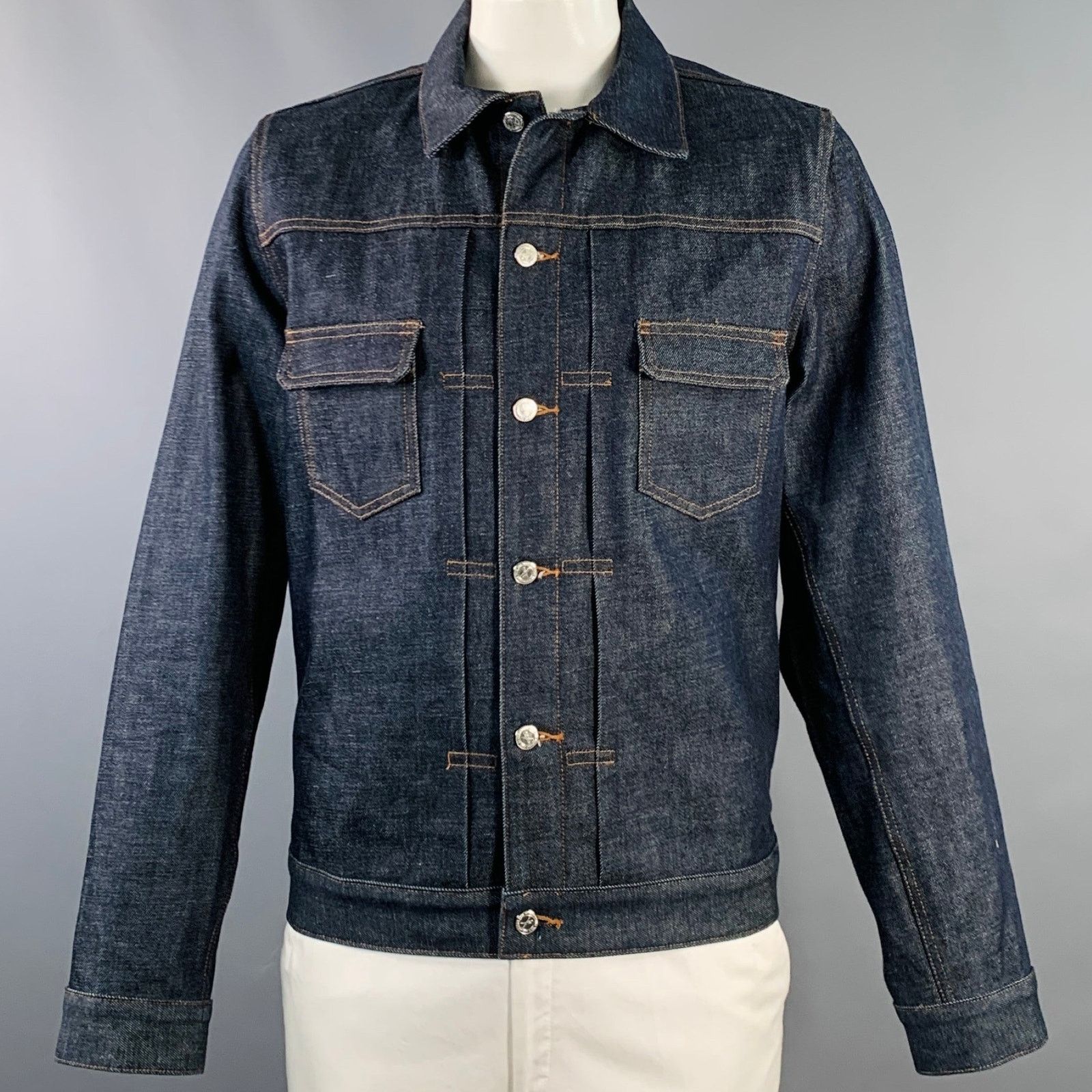 A.P.C. A.P.C. Size XL Blue Twill Cotton Denim Button Up Jacket Size US XL / EU 56 / 4 - 1 Thumbnail