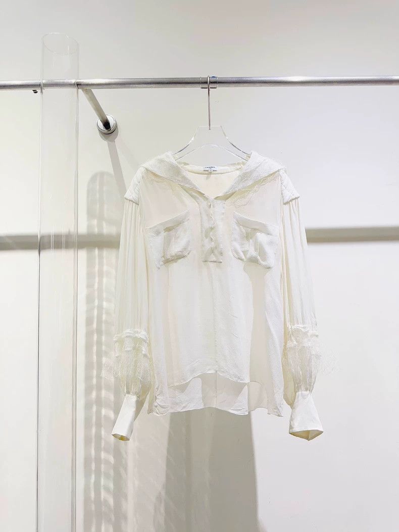 Chanel Chanel Silk Shirt with Mesh Design - dmc Size US M / EU 48-50 / 2 - 1 Thumbnail