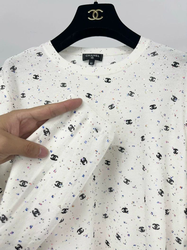 Chanel Chanel Style white sequins full of logo full of stars long Size M / US 6-8 / IT 42-44 - 3 Thumbnail