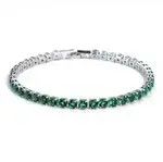 Sterling Silver 4mm Tennis Chain Sterling Silver Green Bracelet Size ONE SIZE - 3 Thumbnail