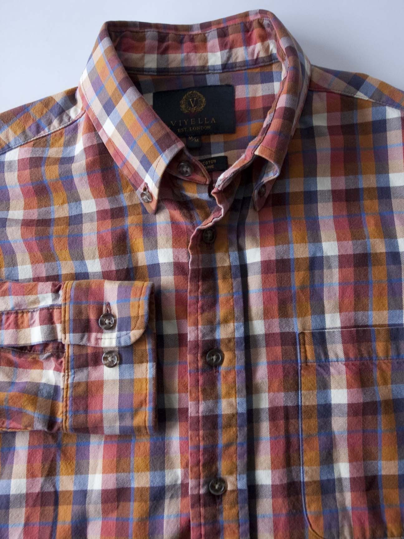 Viyella Viyella Shirt Flannel Size M Orange / Brown Plaid Size US M / EU 48-50 / 2 - 3 Thumbnail